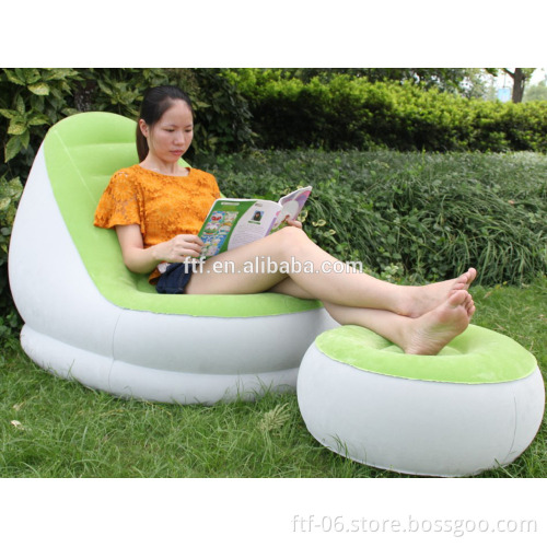 2016 blue PVC flocking inflatable sofa,outdoor inflatable furniture,inflatable footstool
